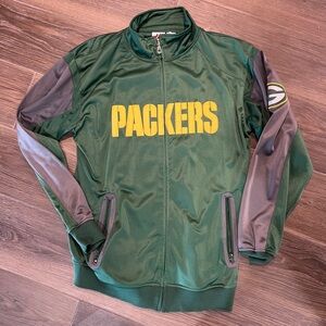 Majestic Green and Gray Packers Bomber Jacket Zip up Sweatshirt Men’s LT